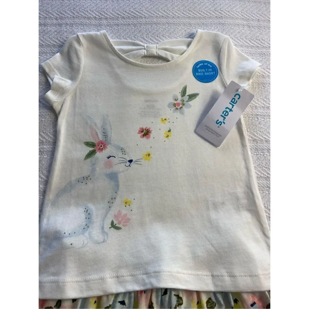 Carter's Baby Girl 18M 2-Piece Bunny Tee & Floral Skort Set